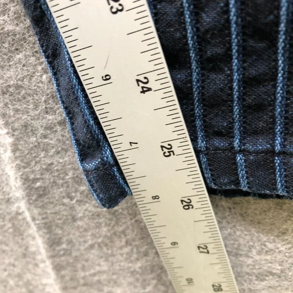 True Religion Devin‎ Cropped Trouser Jeans Mens 32 Blue Striped Dark Wash